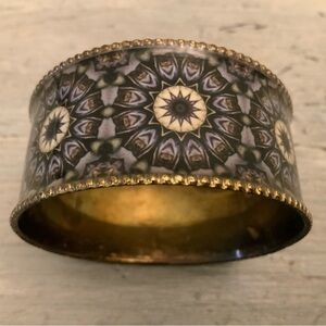 Vintage‎ Boho Enamel Metal Cuff Bangle Bracelet Good Condition